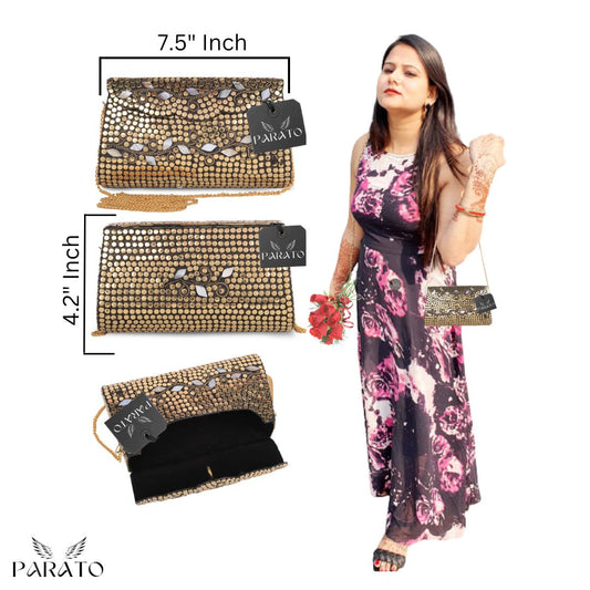 PARATO Gold Clutch — Handcrafted Metal Bag with Sheep Motif