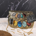 PARATO Gold Stone-Embellished Clutch — Handcrafted Metal Bridal Bag