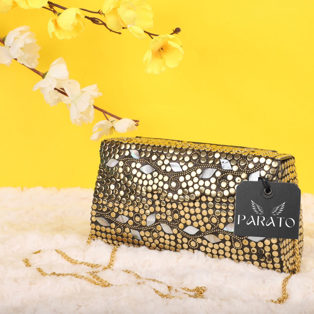 PARATO Gold Clutch — Handcrafted Metal Bag with Sheep Motif