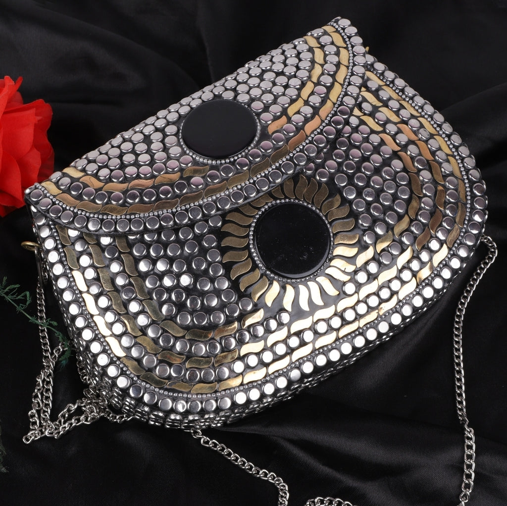 PARATO Silver Minaudière — Handcrafted Antique Metal Evening Bag