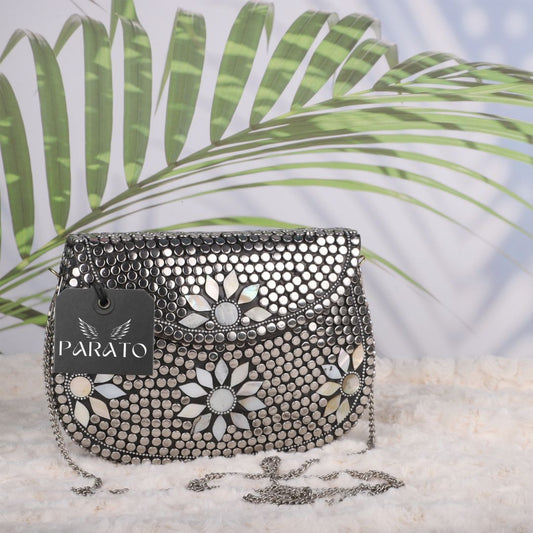 PARATO Silver Sheep Motif Clutch — Iconic Handcrafted Metal Bag