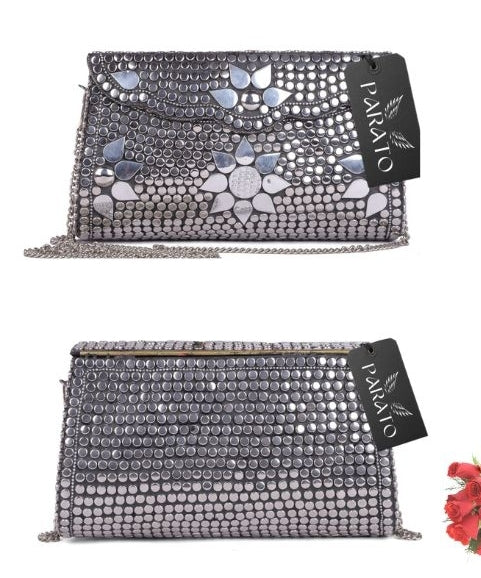 PARATO Silver Evening Clutch — Handcrafted Antique Metal Bag