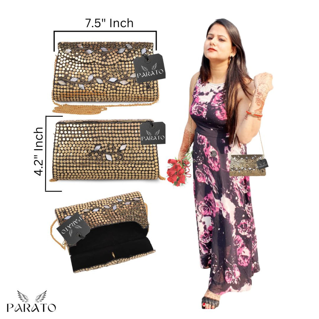 PARATO Gold Clutch — Handcrafted Metal Bag with Sheep Motif
